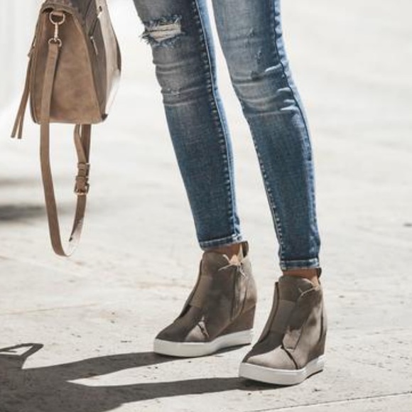 faux suede wedge sneaker
